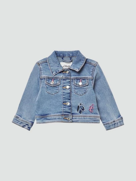 Foto van product Denim jack met borduursel en used effect s.Oliver blauw