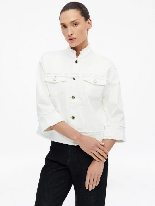 Foto van product Denim jack met driekwart mouwen en open randen s.Oliver crème