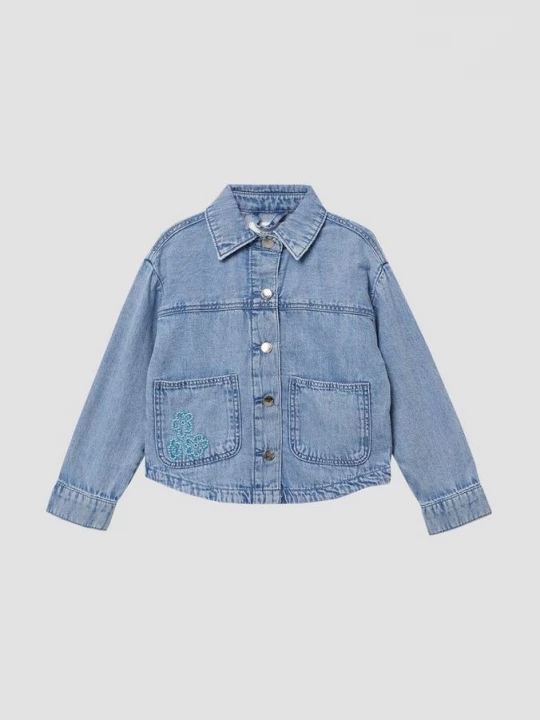 Foto van product Denim overhemd met used effect en borduursel s.Oliver blauw