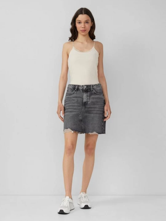 Foto van product Denim Rok met open zoom QS grijs