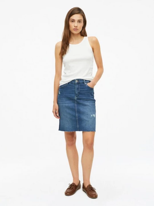 Foto van product Denim rok met zijdetail en open zoom s.Oliver blauw