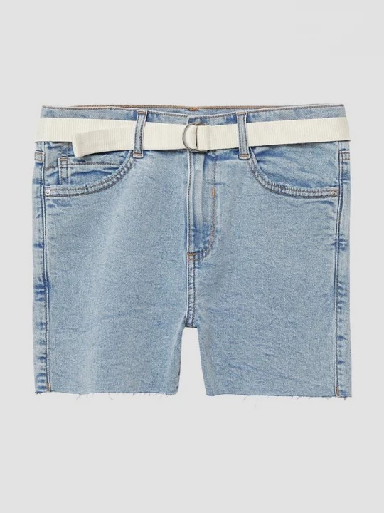 Foto van product Denim short Suri / slim fit / high rise / skinny leg / riem van textiel s.Oliver blauw