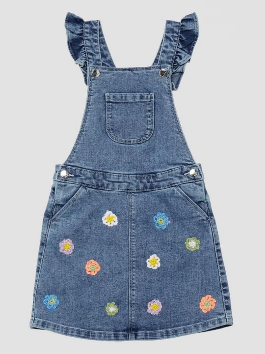 Foto van product Denim slabbetjesrok met geappliqueerde bloemen s.Oliver blauw