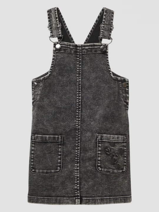 Foto van product Denim slabbetjesrok met opgestikte zakken en borduursel s.Oliver grijs