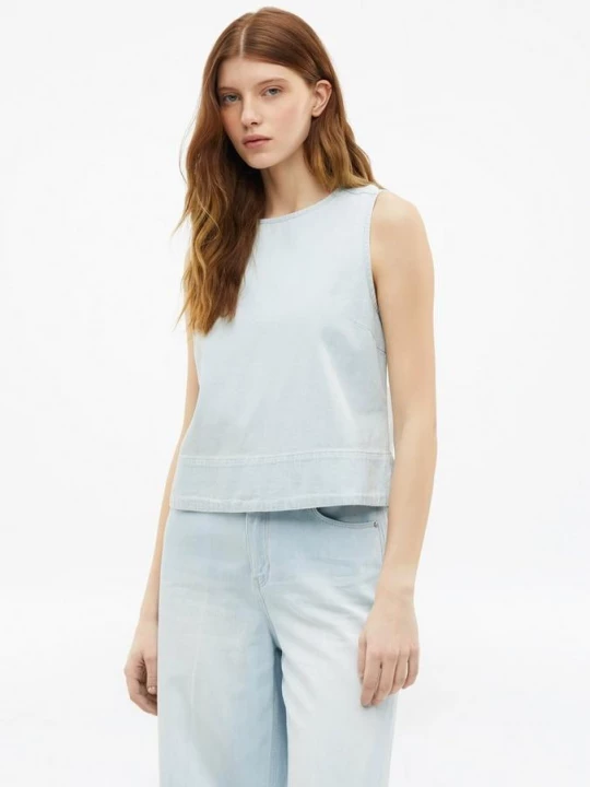 Foto van product Denim top in linnenmix s.Oliver blauw