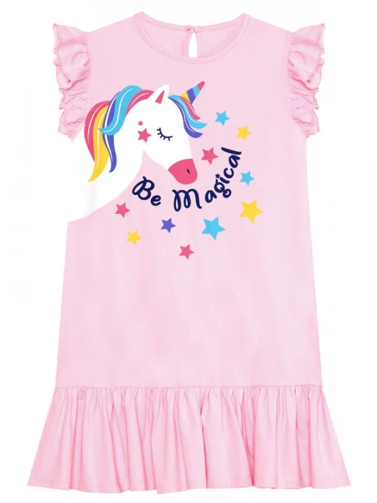 Foto van product Denokids Jurk azuur / braam / rosa / wit