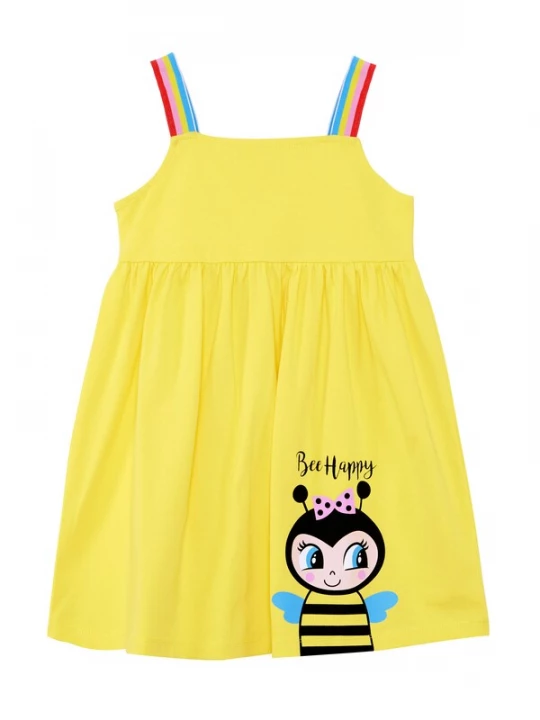 Foto van product Denokids Jurk 'Bee Happy' nude / lichtblauw / geel / zwart