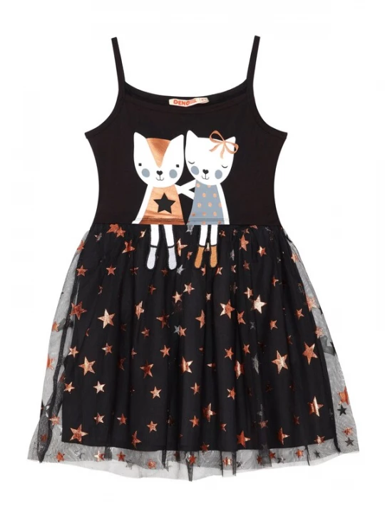 Foto van product Denokids Jurk 'Copper Stars' rosa / zwart / wit