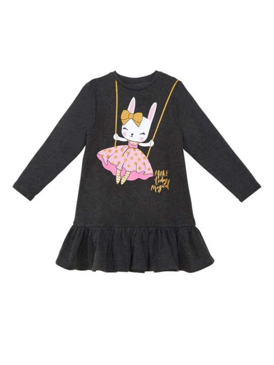 Foto van product Denokids Jurk donkergrijs / pink / wit
