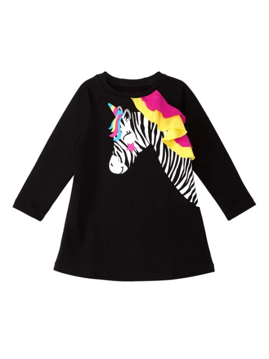 Foto van product Denokids Jurk 'Frilly Zebra' gemengde kleuren