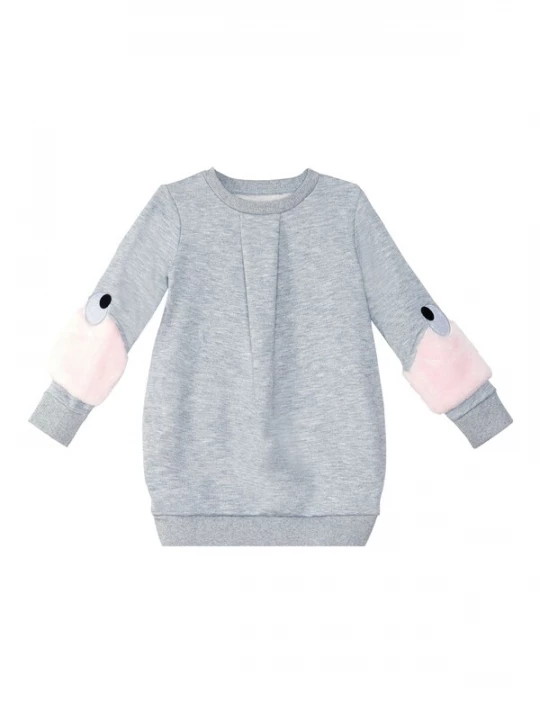 Foto van product Denokids Jurk grijs gemêleerd / rosa / zwart / zilver