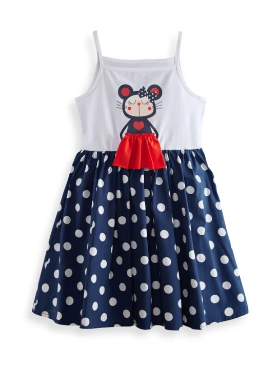 Foto van product Denokids Jurk nude / navy / knalrood / wit