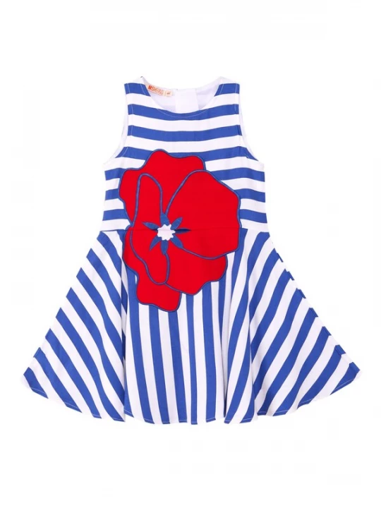 Foto van product Denokids Jurk 'Poppy' navy / knalrood / wit