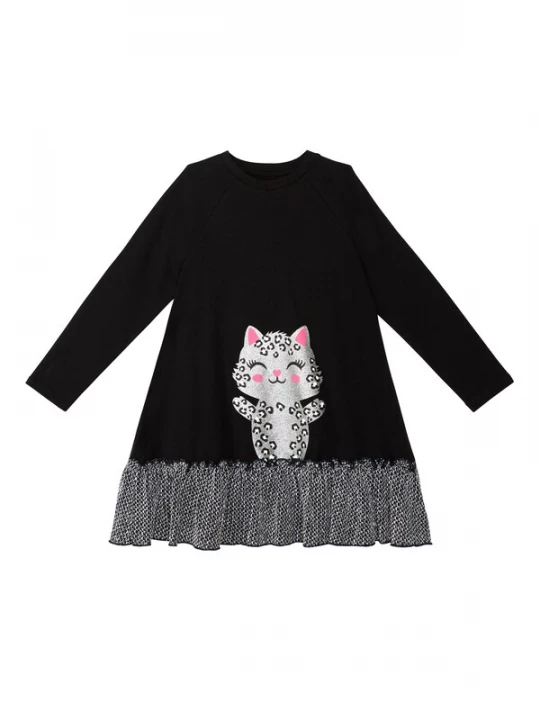 Foto van product Denokids Jurk 'Silver Leopard' zwart