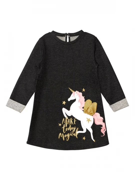 Foto van product Denokids Jurk 'Unicorn Wings' goud / rosa / zwart / wit