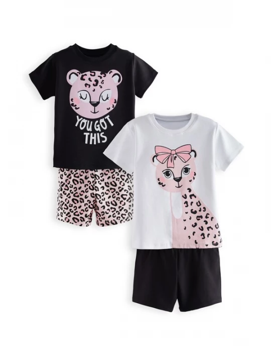 Foto van product Denokids Nachtkledij 'Leopard' rosa / zwart / wit