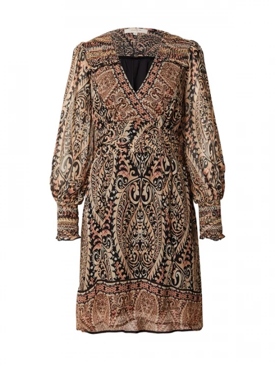 Foto van product Derhy Jurk 'DARJEELING' camel / donkeroranje / zwart
