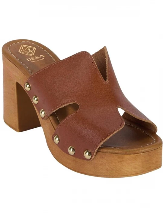 Foto van product Desa Huisschoenen 'Plattformrutschen' kastanjebruin