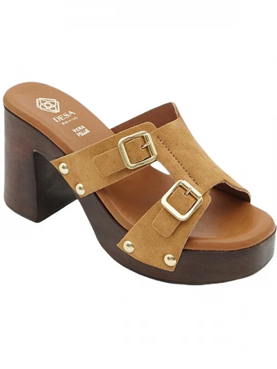 Foto van product Desa Huisschoenen 'Plattformrutschen' kastanjebruin