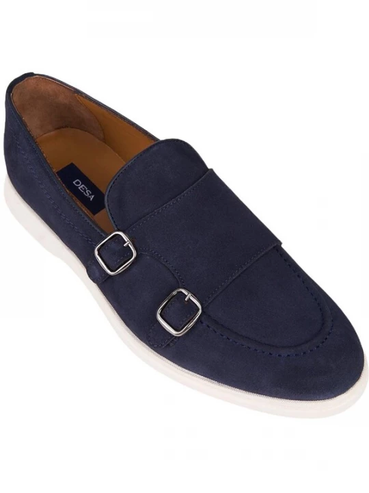 Foto van product Desa Mocassins 'DESA Herren-Slipper aus Wildleder mit Doppelschnalle' blauw