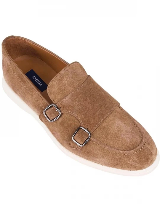 Foto van product Desa Mocassins 'DESA Herren-Slipper aus Wildleder mit Doppelschnalle' kastanjebruin