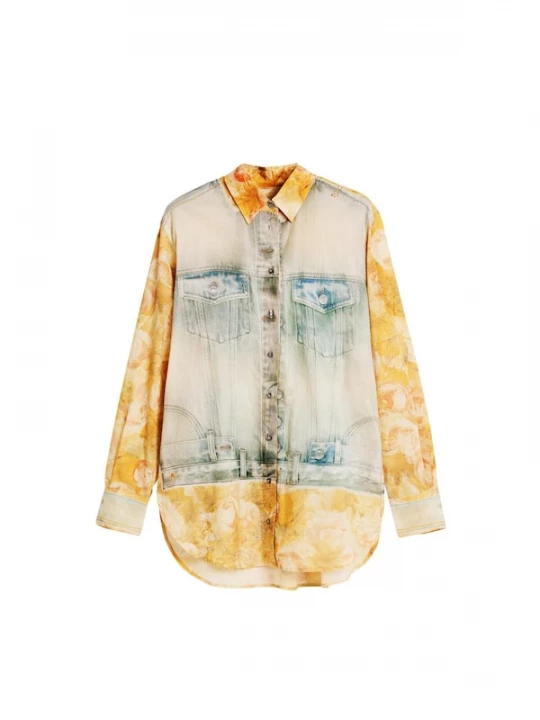 Foto van product Desigual Blouse blauw / lichtblauw / curry / offwhite