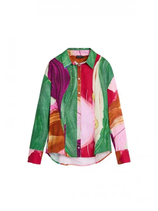 Foto van product Desigual Blouse cognac / smaragd / fuchsia / karmijnrood