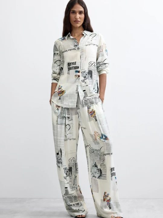 Foto van product Desigual Blouse enziaan / mosterd / zwart / wit