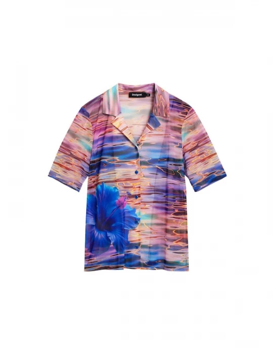 Foto van product Desigual Blouse 'Water Flower' turquoise / royal blue / koningsblauw / lila / oranje