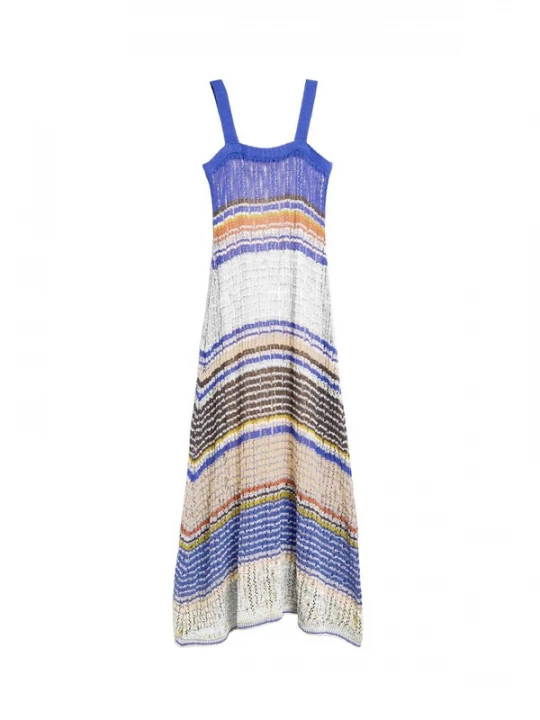 Foto van product Desigual Gebreide jurk royal blue / koningsblauw / donkerbruin / oranje / offwhite