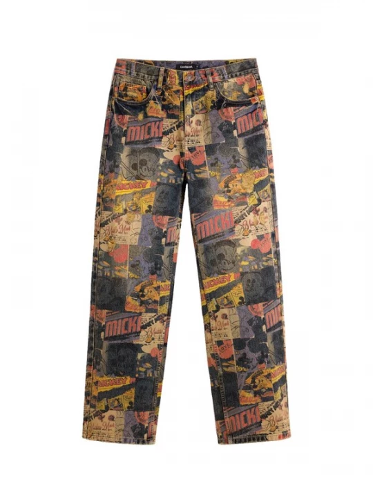 Foto van product Desigual Jeans 'Mickey™' saffier / goudgeel / watermeloen rood / zwart