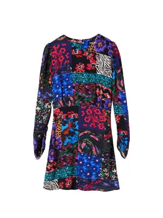 Foto van product Desigual Jurk azuur / fuchsia / zwart / wit