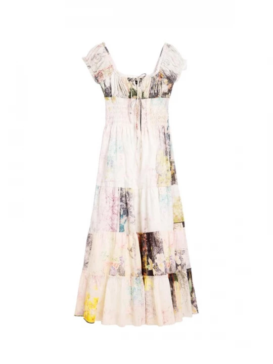 Foto van product Desigual Jurk crème / geel / antraciet / purper