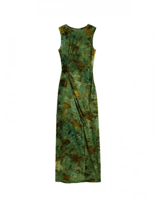 Foto van product Desigual Jurk donkerbruin / geel / groen / donkergroen