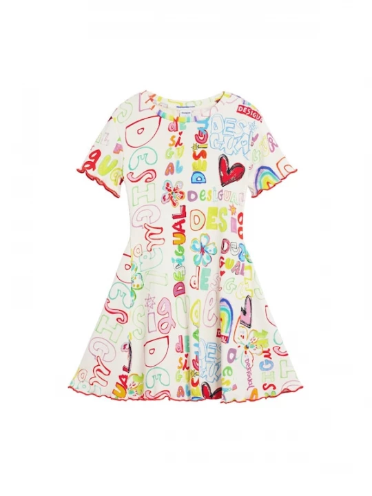Foto van product Desigual Jurk lichtblauw / grasgroen / rood / wit