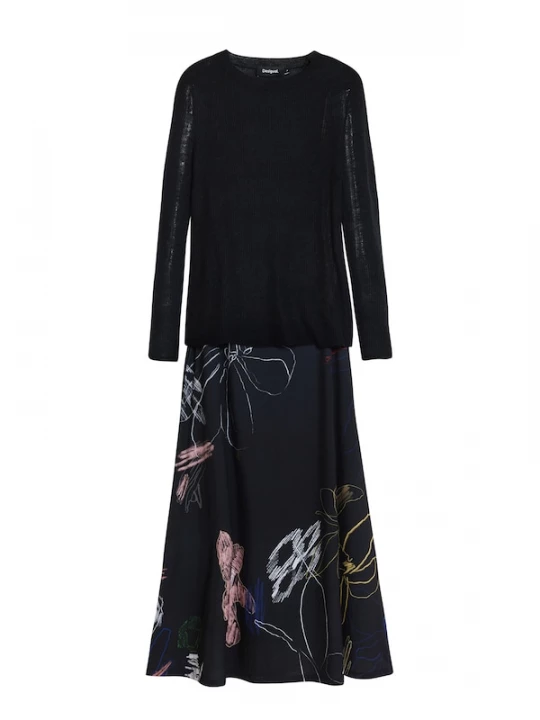 Foto van product Desigual Jurk lichtblauw / poederroze / zwart
