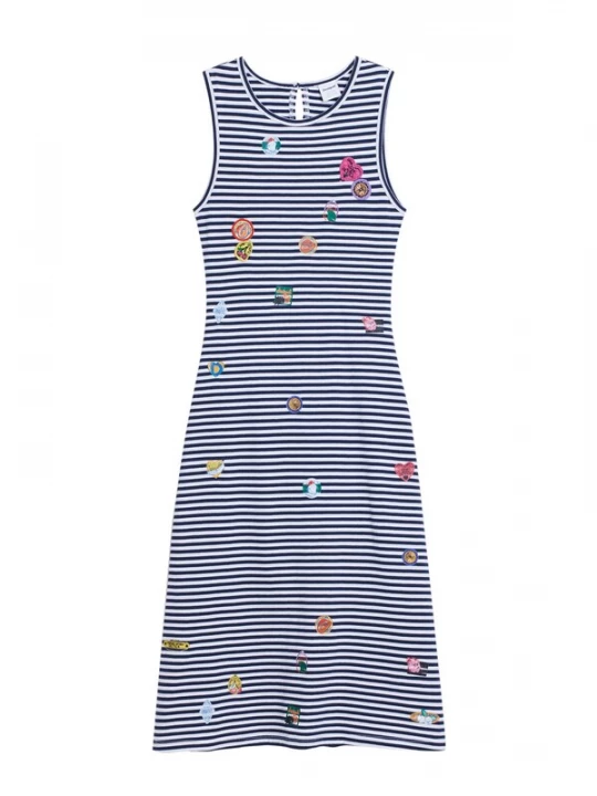 Foto van product Desigual Jurk marine / abrikoos / vuurrood / wit