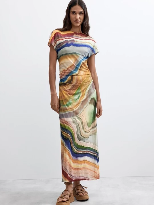 Foto van product Desigual Jurk marine / geel / mosterd / lichtgroen