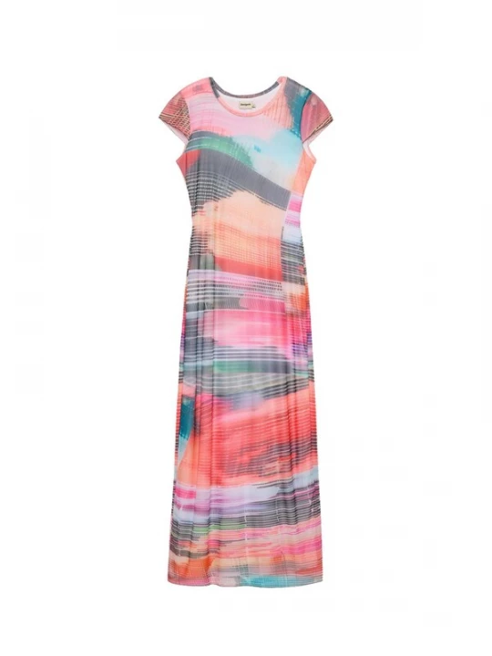Foto van product Desigual Jurk pastelblauw / donkergrijs / lichtroze / pastelrood