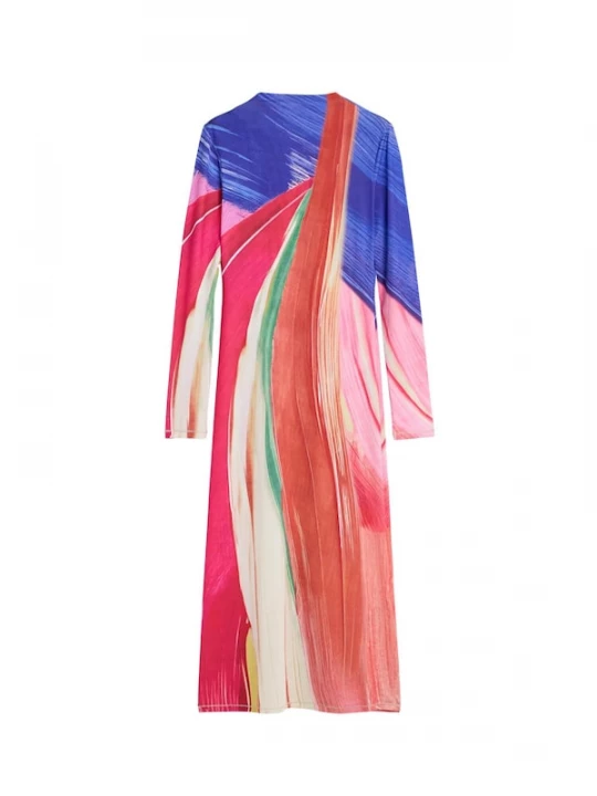 Foto van product Desigual Jurk royal blue / koningsblauw / petrol / mandarijn / donkerroze