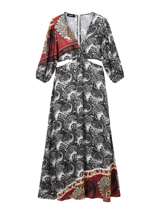 Foto van product Desigual Jurk 'SIRSAL' beige / bloedrood / zwart / wit