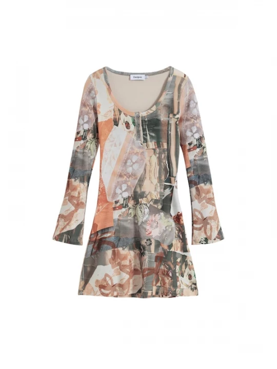 Foto van product Desigual Jurk zalm roze / zwart / wit