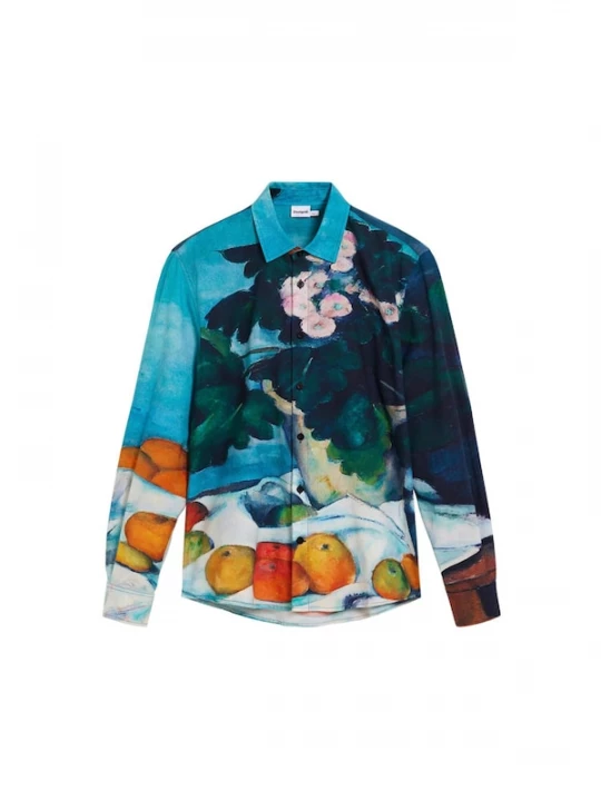Foto van product Desigual Overhemd azuur / cyaan blauw / spar / mandarijn