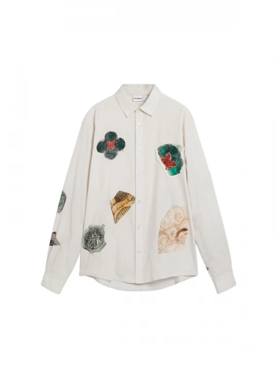 Foto van product Desigual Overhemd camel / jade groen / roestrood / natuurwit