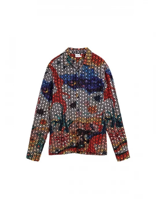 Foto van product Desigual Overhemd kobaltblauw / geel / lichtgrijs / rood