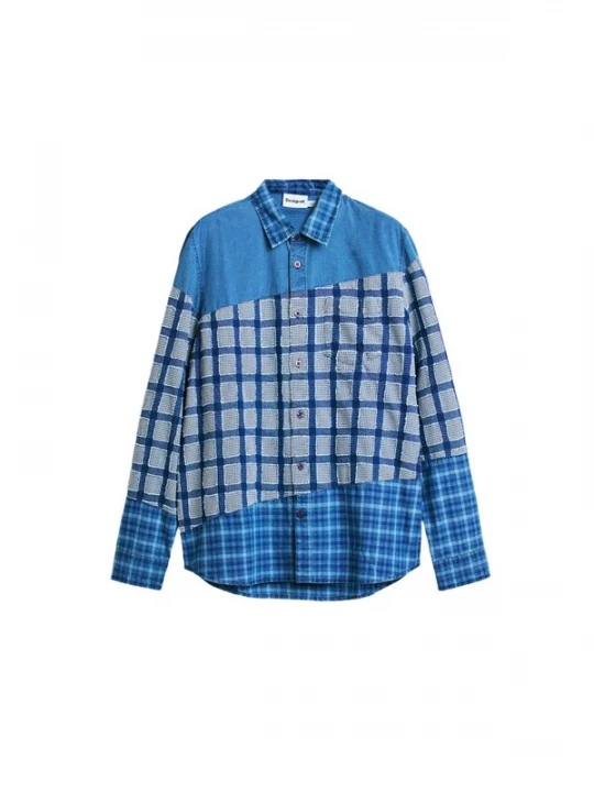 Foto van product Desigual Overhemd lichtblauw / donkerblauw / wit