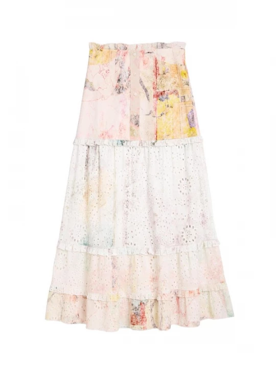 Foto van product Desigual Rok ecru / lichtgeel / poederroze
