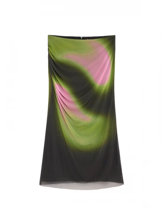 Foto van product Desigual Rok olijfgroen / rosa / zwart