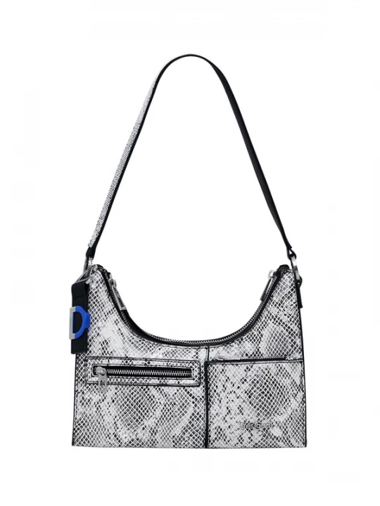 Foto van product Desigual Schoudertas 'Delta Vega' grijs / zilvergrijs / zwart / wit