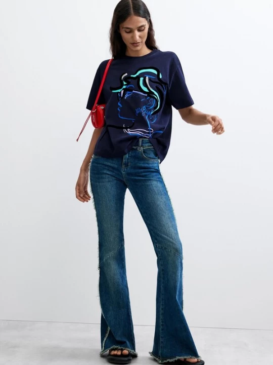 Foto van product Desigual Shirt aqua / donkerblauw / zwart / wit